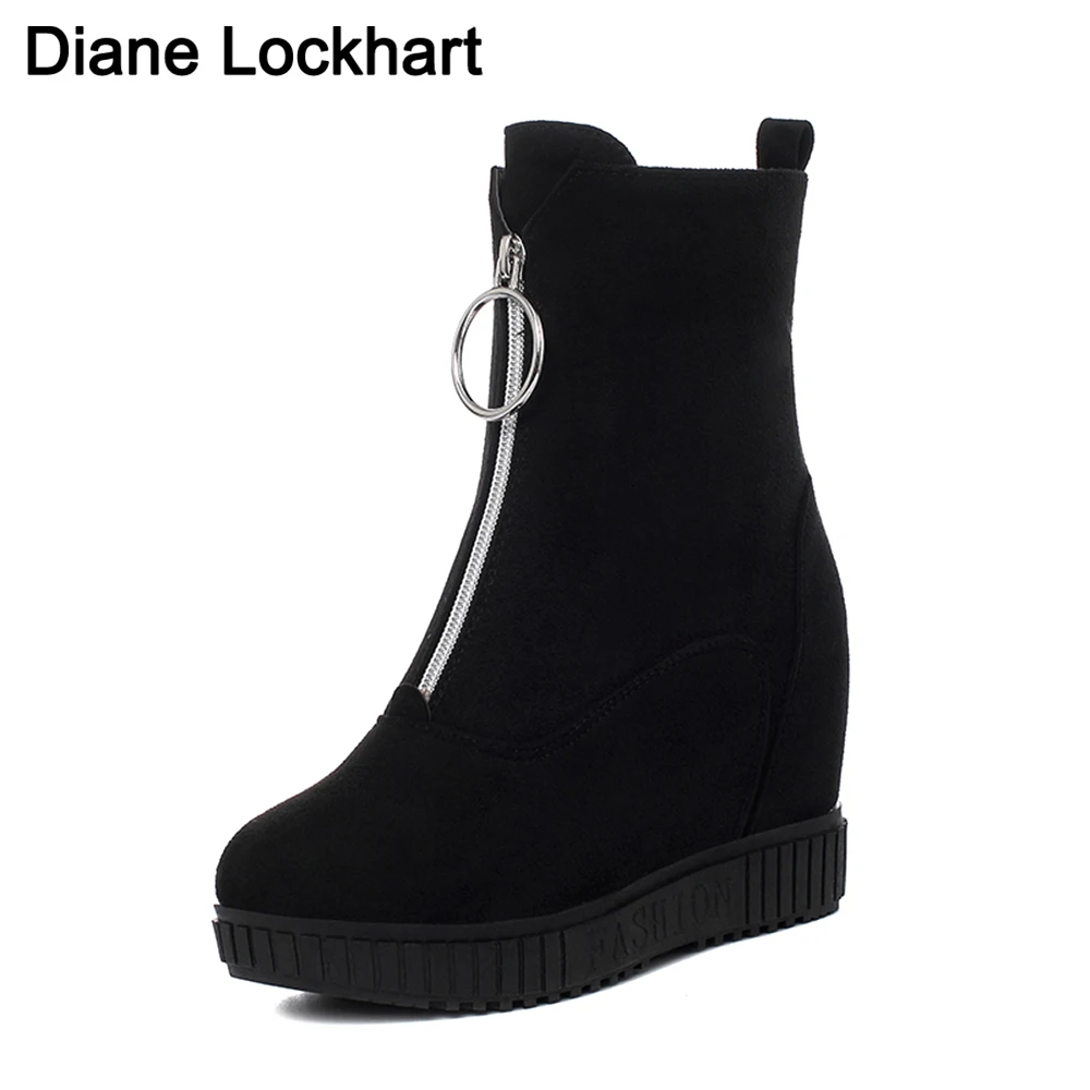 New INS Hot Ladies Platform zipper Boots Fashion High Heels Ankle