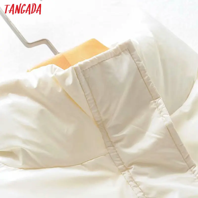 Tangada Женские однотонные Длинные пуховики на молнии с толстым карманом женская зимняя куртка теплое пальто MJ03