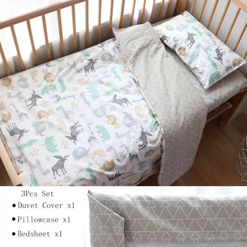 Комплект детского постельного белья из 3 предметов, хлопковое постельное белье для кроватки, наволочка для детей, наволочка, простыня или наволочка для матраса на заказ, без наполнителя, для мальчиков и девочек - Цвет: Animals Flat