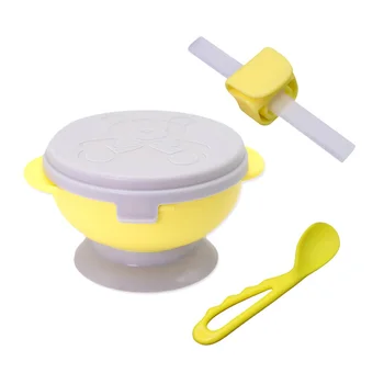 

3pcs/set Double Handle Tableware Weaning Feeding Non Toxic Heat Resistant Straw Spoon Easy Clean Baby Suction Bowl Set Reusable