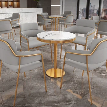 

Nordic negotiation table and chair combination cafe casual dining table and chairs business reception lounge area one table four