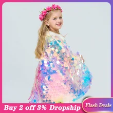 Блестящая накидка для маленьких девочек; костюм; Рождественская шаль; карнавальный костюм; детская Рождественская накидка с блестящими пайетками; милая накидка принцессы;#30