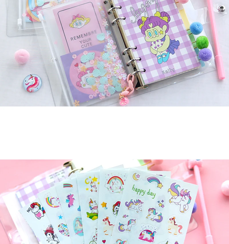 Kawaii Binder блокнот милый Единорог Bullet Journal A6 Дневник сетчатая линия планировщик Органайзер спиральная записная книжка школьная инструкция