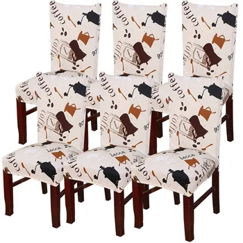 

6PCS Universal Flowers Printed Chair Cover Siamese Elastic Seat Cushion Polyester