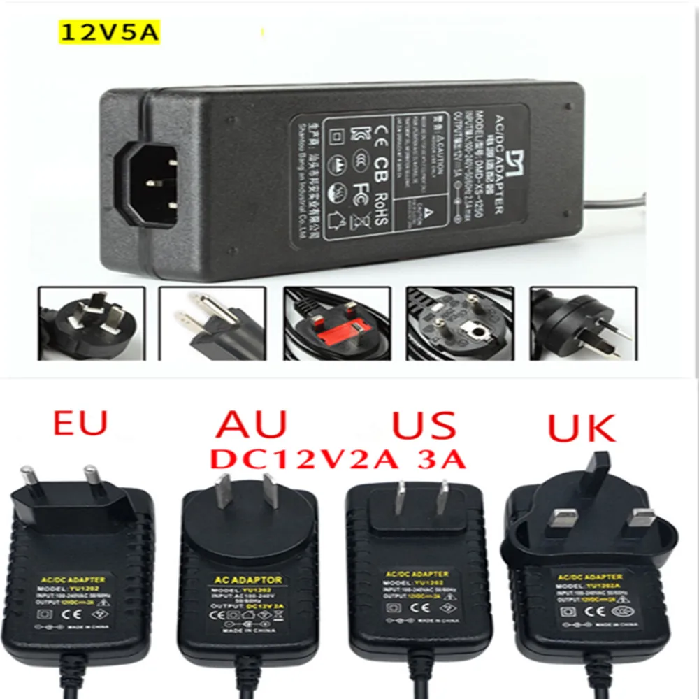 Мощность адаптер питания постоянного тока 12 V 2A 3A 5A 7A адаптер AC/DC 12 V Вольт Питание адаптер освещение Светодиодные полосы лампа монитор трансформаторы