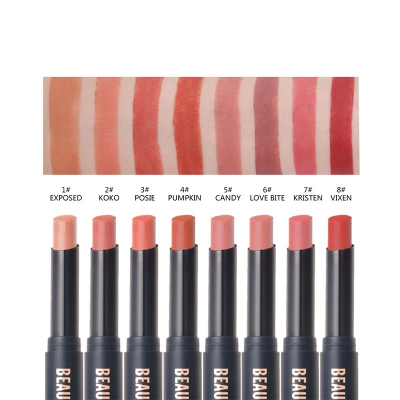 BEAUTY GLAZED 8 Colors Matte Nude Lip Stick Professional Long Lasting Waterproof Sexy Red Velvet Lipstick