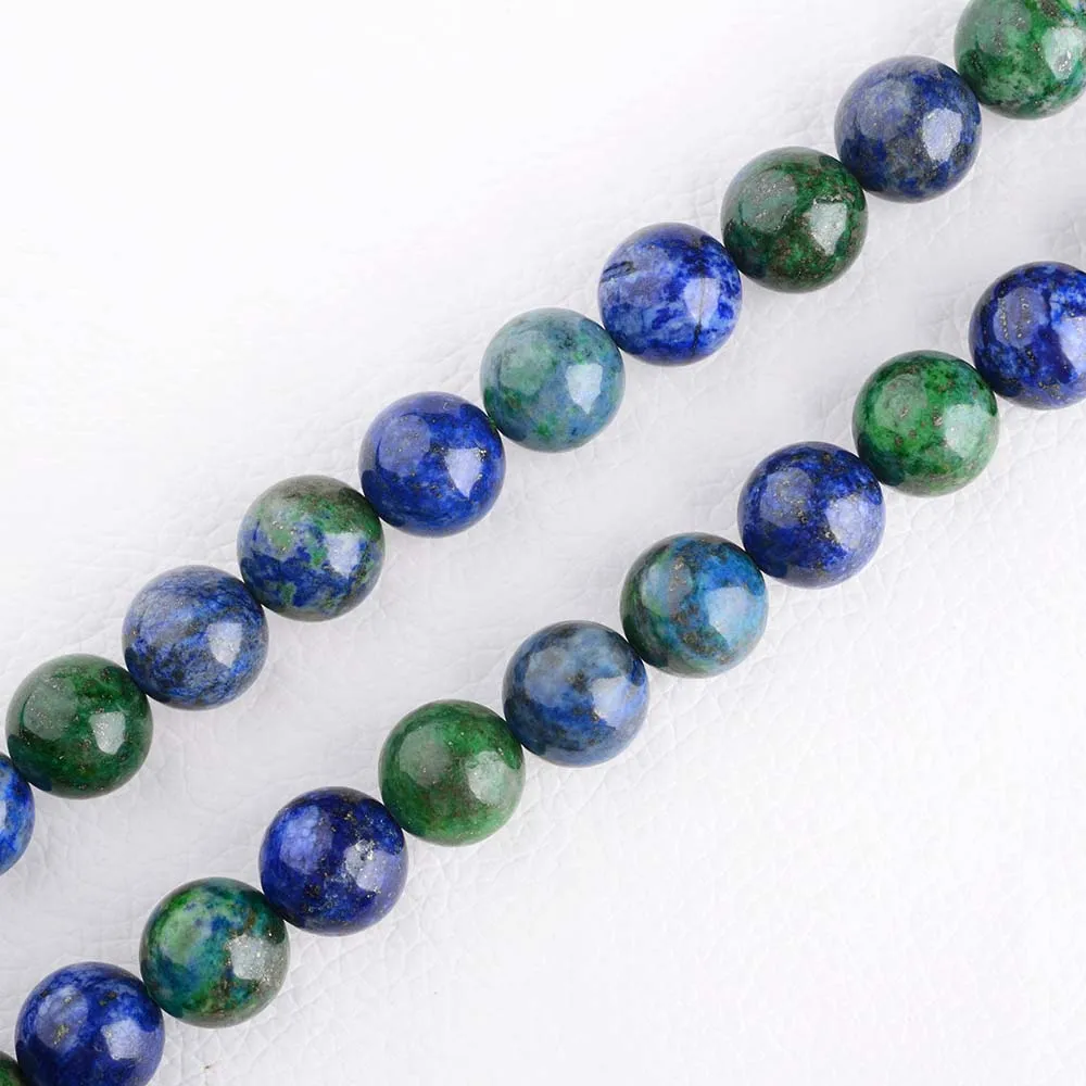 1 strand Natural Lapis Lazuli Phoenix Stone Smooth Round Beads 12mm Fynchenite and Lapis Lazuli Stone Azurite 40cm Strand