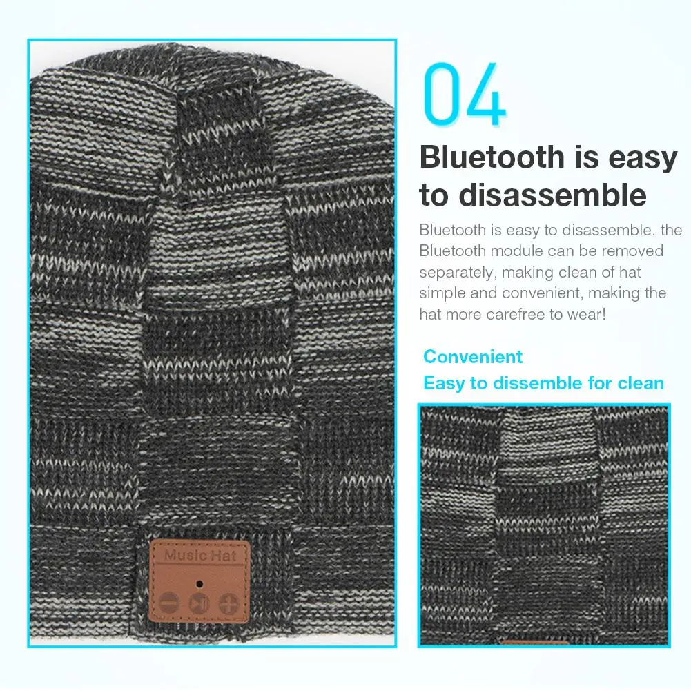 Bluetooth музыкальная вязаная шапка, шапка для прослушивания музыки, теплая бархатная Bluetooth гарнитура для мальчиков и девочек