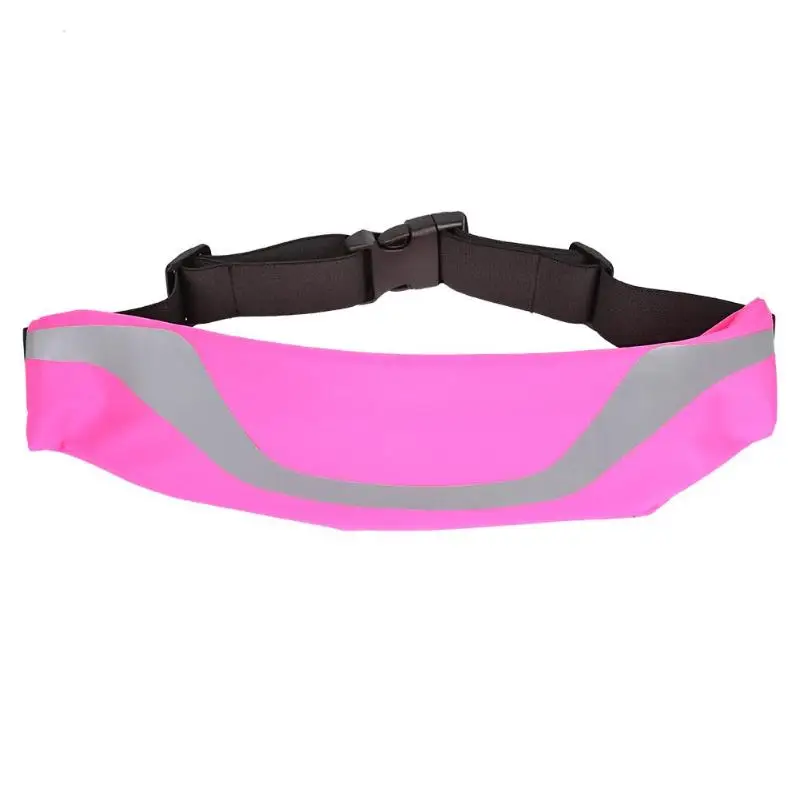 Rose Red Waterproof Large Capacity Camping Riding Waist Fanny Packs Women Men Outdoor Sports Reflection Belly Bag Mobile phone bag - Цвет: Rose Red