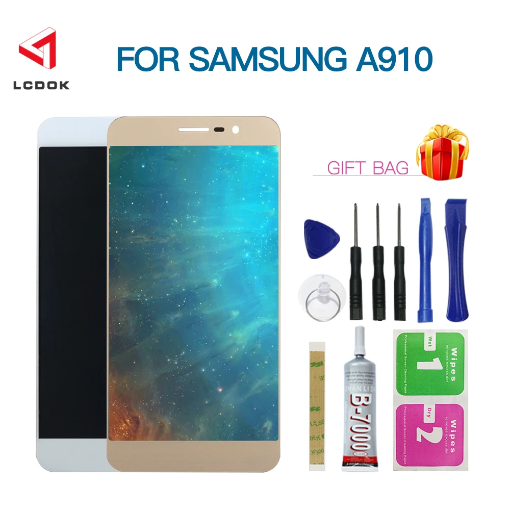 Регулируемая яркость ЖК-дисплей для samsung Galaxy A9 A910 A910F A9100 ЖК-дисплей кодирующий преобразователь сенсорного экрана в сборе части панели