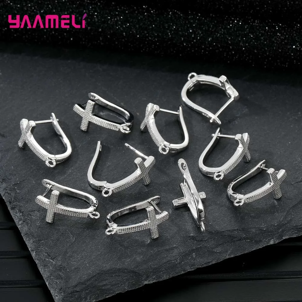925 Sterling Silver Color Zircon Findings Earrings Leverback Earwire Fittings Components Accessories Handmade Supplies