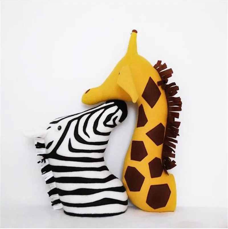 Giraffe Elephant Zebra 3D Animal Heads Wall Mount Hanging Stuff Plush Felt Artwork Kindergarten Kids Room Decor Dolls Photo Props (14)