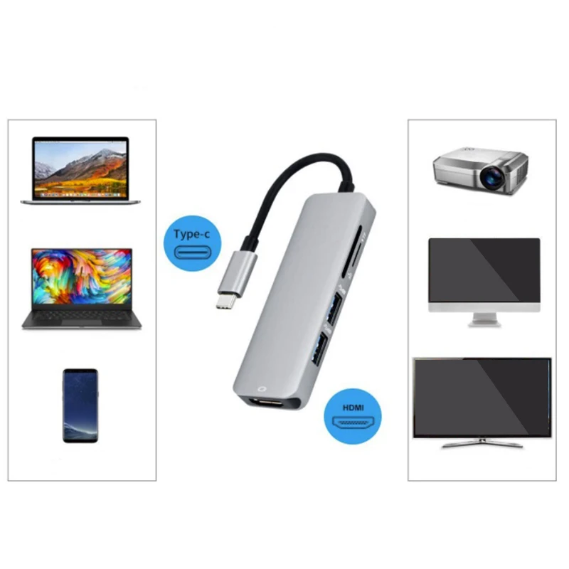 5 в 1 тип c док станция многофункциональная из углеродного сплава USB 3 0 HDMI для Samsung Pro