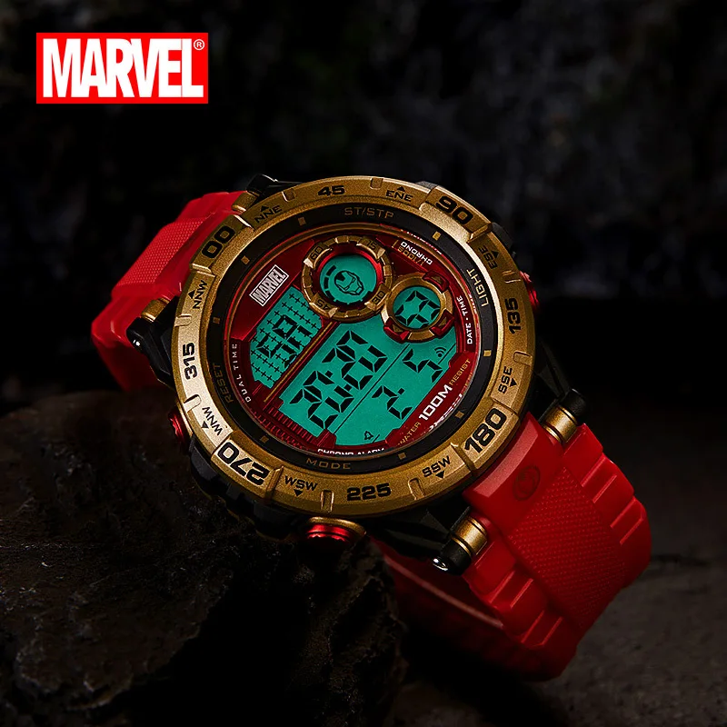 Дисней Marvel часы для учащихся средней школы часы Человек-паук милый мультфильм личности тренд для мужчин подарки 10 бар стекло цифровой пластик