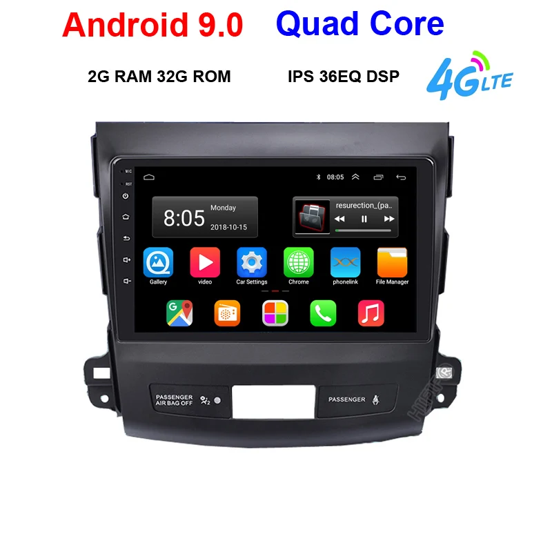 Android 9,0 автомобильный dvd gps мультимедийный плеер радио для Mitsubishi Outlander 2006- peugeot 4007/Citroen C-Crosser 2.5D - Цвет: 2G 32G IPS DSP 4G