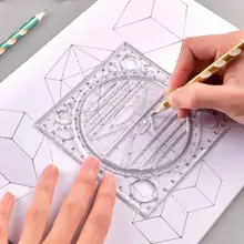 Régua de medição de escala de precisão canto redondo plástico ampla aplicação geométrica régua ferramentas de desenho