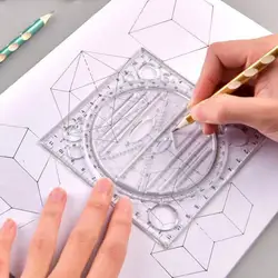 Règle de mesure à échelle de précision, angle rond en plastique, large Application, règle géométrique, outils de dessin 