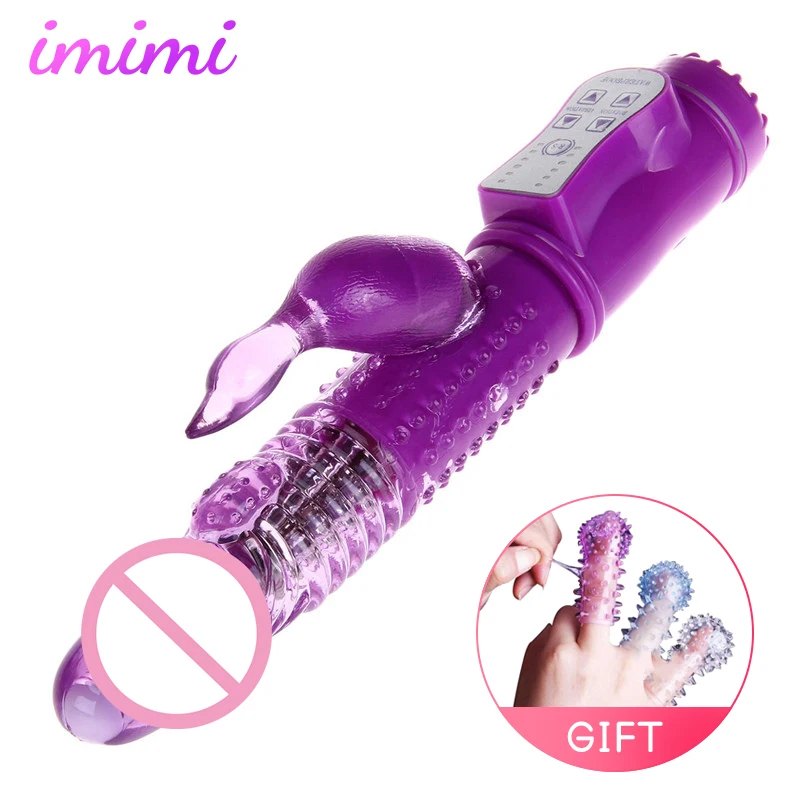 Realistic Dildo Vibrator Clitoris Stimulation Massager Famale Masturbator Rabbit Jelly Dildo Rotating Beads Sex Toys for Adults