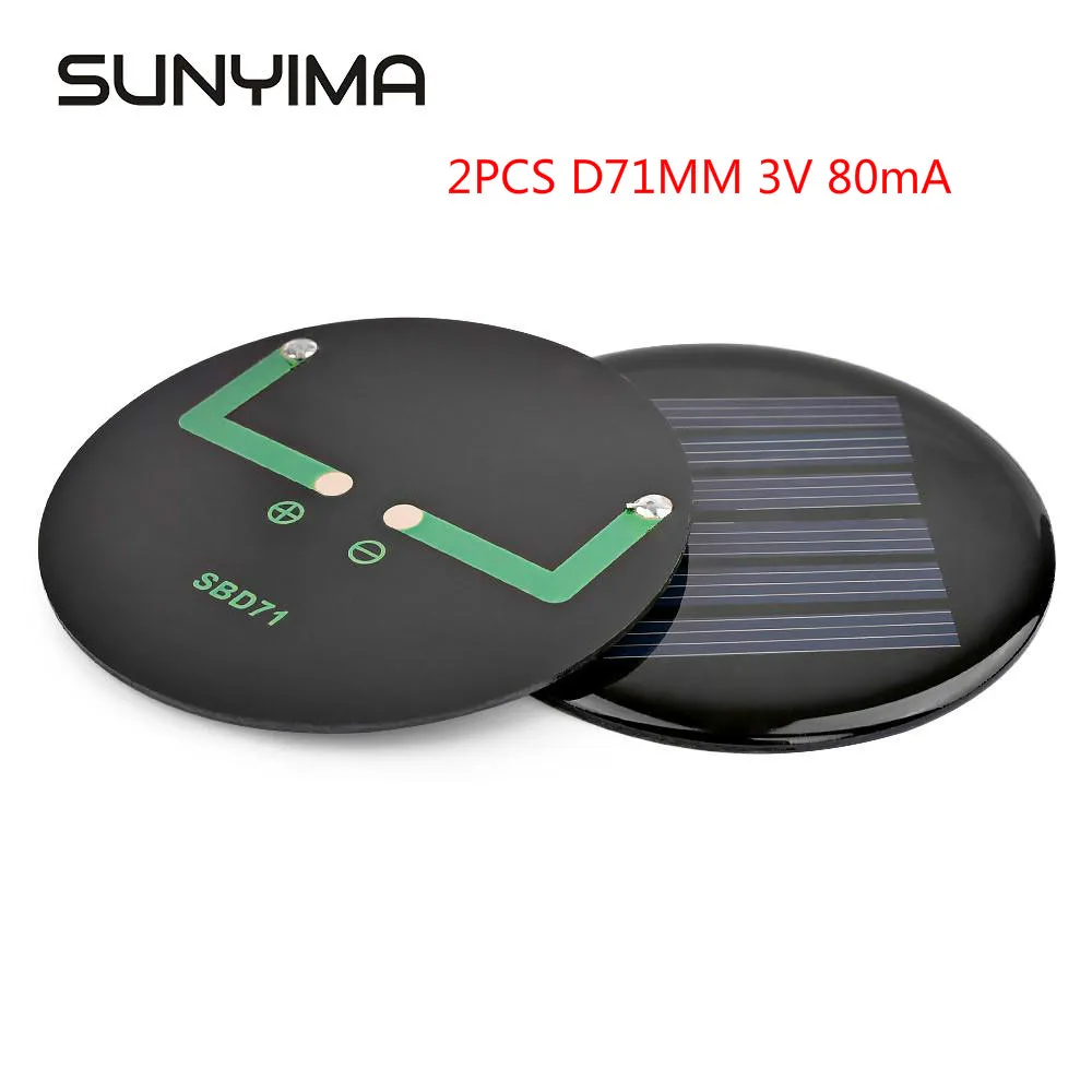 SUNYIMA 2 шт. Мини Портативная солнечная панель s Painel D71mm 3V 80mA для DIY наборы солнечное