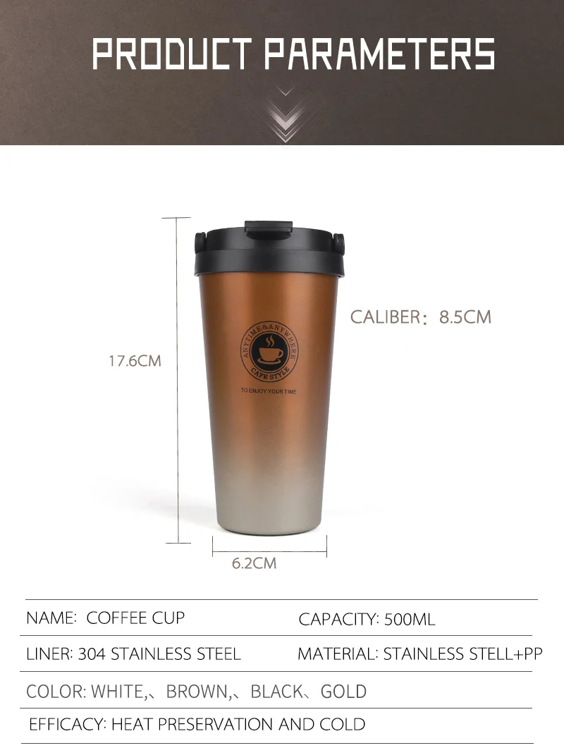 500ml Double Wall Stainless Steel Vacuum Flasks Thermo Cup Coffee Tea Milk Travel Mug Thermol Bottle Water Bottle Thermoses 500ml Double Wall Stainless Steel Vacuum Flasks Thermo Cup Coffee Tea Milk Travel Mug Thermol Bottle Water Bottle Thermoses