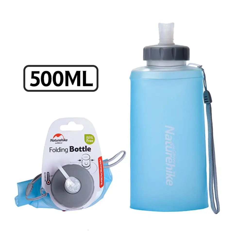 HobbyLane 500 мл 750 мл креативная Складная Силиконовая спортивная сумка для воды, для кемпинга, путешествий, велосипедная бутылка синего цвета