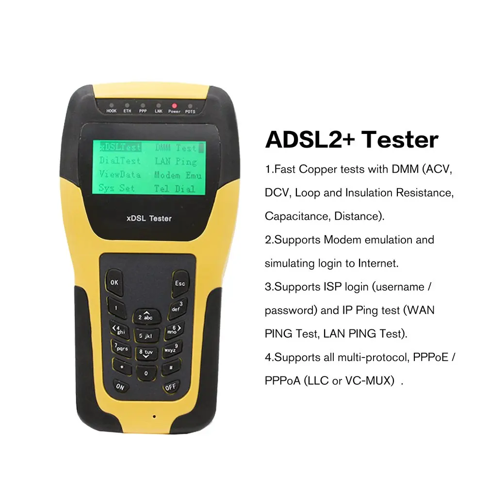 Многофункциональный цифровой ADSL2+ прибор для тестирования ADSL установка техническое обслуживание инструменты для линия xdsl тест ST332B