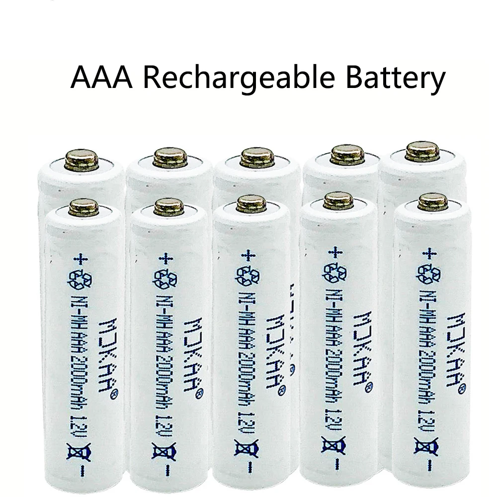 10pc MJKAA 8/10 шт. AAA 2000 мАч металл-гидридных или никель 1,2 V Перезаряжаемые Батарея 3A Высокое качество батареи для Камера игрушечные часы - Цвет: 10pc