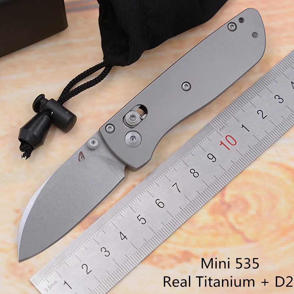 JUFULE Mini 535 Titanium Handle Real D2 Mark S30v Blade Folding Survival EDC Tool Hunting Utility Outdoor Camping Pocket Knife