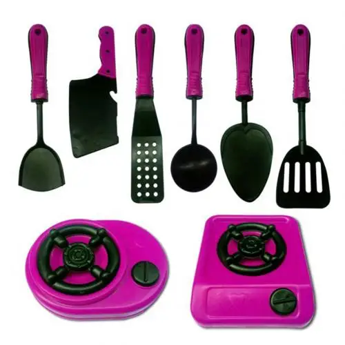 13 шт./Setnon-toxic Экологически чистая имитация кухонная утварь для готовки столовые инструменты детская игрушка забавная для игры - Цвет: Rose Red