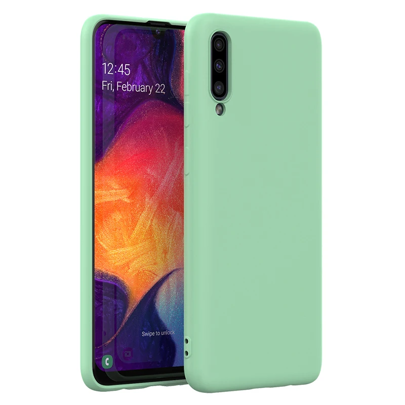 Для samsung Galaxy A50 жидкий силиконовый чехол гелевый резиновый Тонкий чехол с мягкой амортизирующей тканью из микрофибры подушка для подкладки