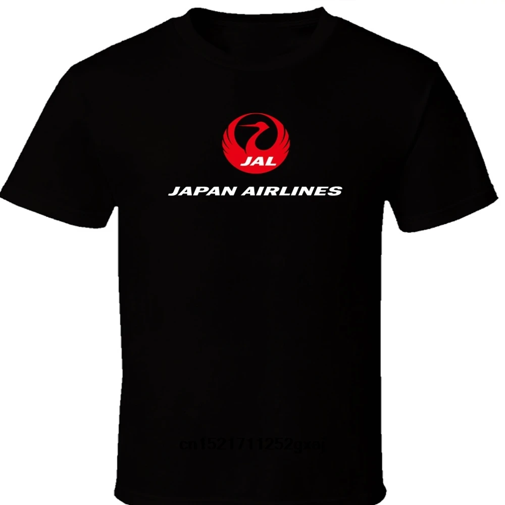 

Men T shirt JAL Japan Airlines Logo s Black Short Sleeves Shirt funny t-shirt novelty tshirt women