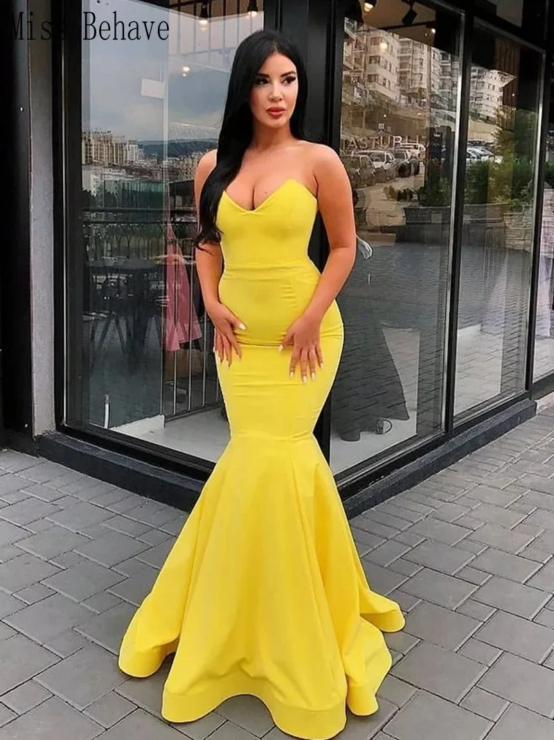 

DD JYOY Yellow Evening Dress Plus Size Sweetheart Elegant Gowns Party Long Formal Dresses Open Back