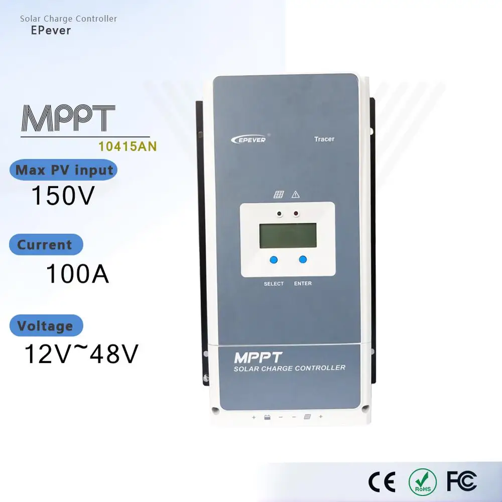 EPever Tracer10415AN 100A контроллер солнечного зарядного устройства MPPT 12 В 24 в 36 в 48 в для максимальной мощности 150 в регулятор ввода солнечной панели с MT50/RS485