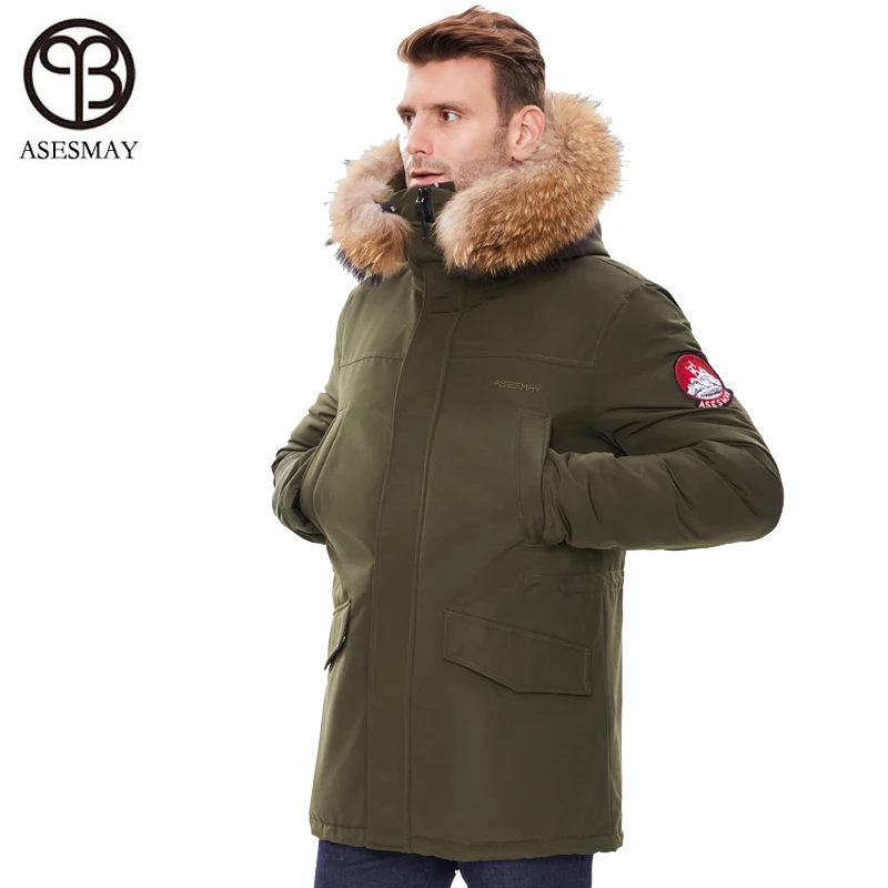 Брендовая мужская зимняя куртка, Мужское пальто с натуральным мехом енота, с капюшоном, утолщенная Теплая стеганая куртка, Повседневная Длинная мужская верхняя одежда