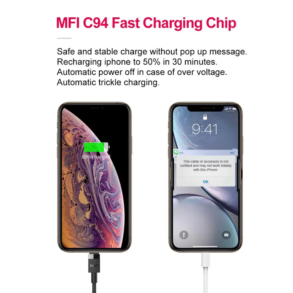 Кабель Lightning ROFI для iphone кабель быстрой зарядки провод iPhone 11 Pro Max USB A к Lightning|Кабели