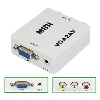 

20pcs/lot Hot Sale VGA to AV Mini Converter Adapter Support 1080P VGA2AV Converter PC to TV HD Computer to TV Wholesale