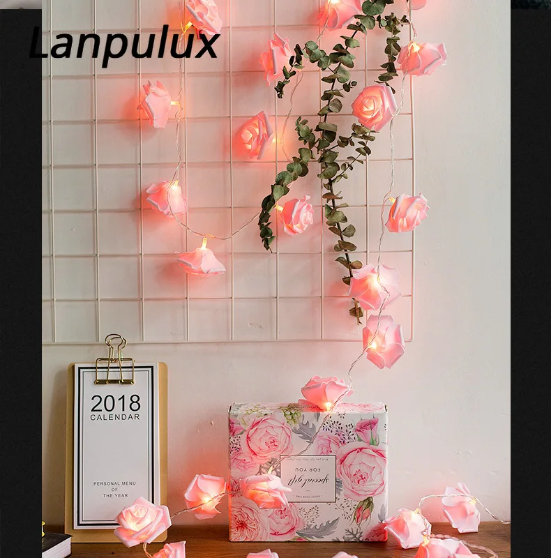 

Lanpulux White Rose Tree Night Lights Warm White Luminaria Romantic Flower Lamp String Girl Bedroom Wedding Party Decor Ligting