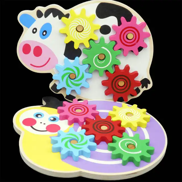 Wood Busy Gears Board Matching Toy Toddler Puzzles Gear Game Montessori Toys for Kids Children Gift 5