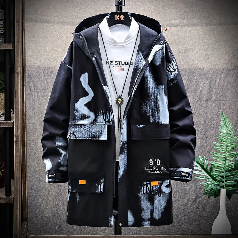 

2020 New Style Spring And Autumn Trench Coat Men Mid-length England Korean-style Handsome INS Trend Coat Camouflage Jacket