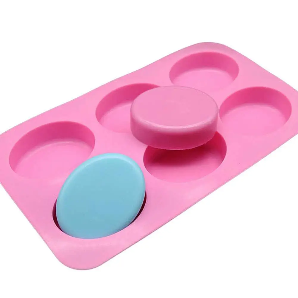 6-Hole DIY Baking Mold Large Ellipse Silicone Mold for Handmade Soap Cake Making Ice Cube Mould