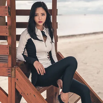 

Rash Guards Swimming Suit For Women Surf Swimwear Lady Plavky Bikini 2019 Top Push Up Long Sleeve Biquini Biquine