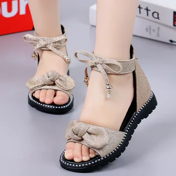 

Girls Shoes Flat Heel Sandals Kids 2020 Summer Little Kids Soft Shoes Princess Dress Bow Fashion Casual Sandals Size 27-37 A857