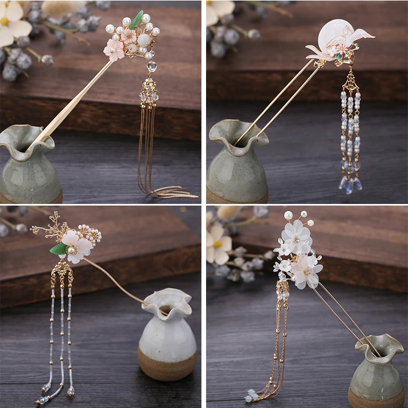 Классический традиционный наряд ханьфу волосы с кисточками Kanzashi супер Феи