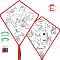 For Kids Making Kite Bulk Decorating Coloring Kite Party Pack DIY Blank Animal Painting Kite Includes handle and line 1