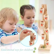 Деревянный DIY Мини Дерево визуальный отслеживающий мраморный шар Запуск игра трек игрушка Монтессори Детский обучающий конструктор игрушки для детей