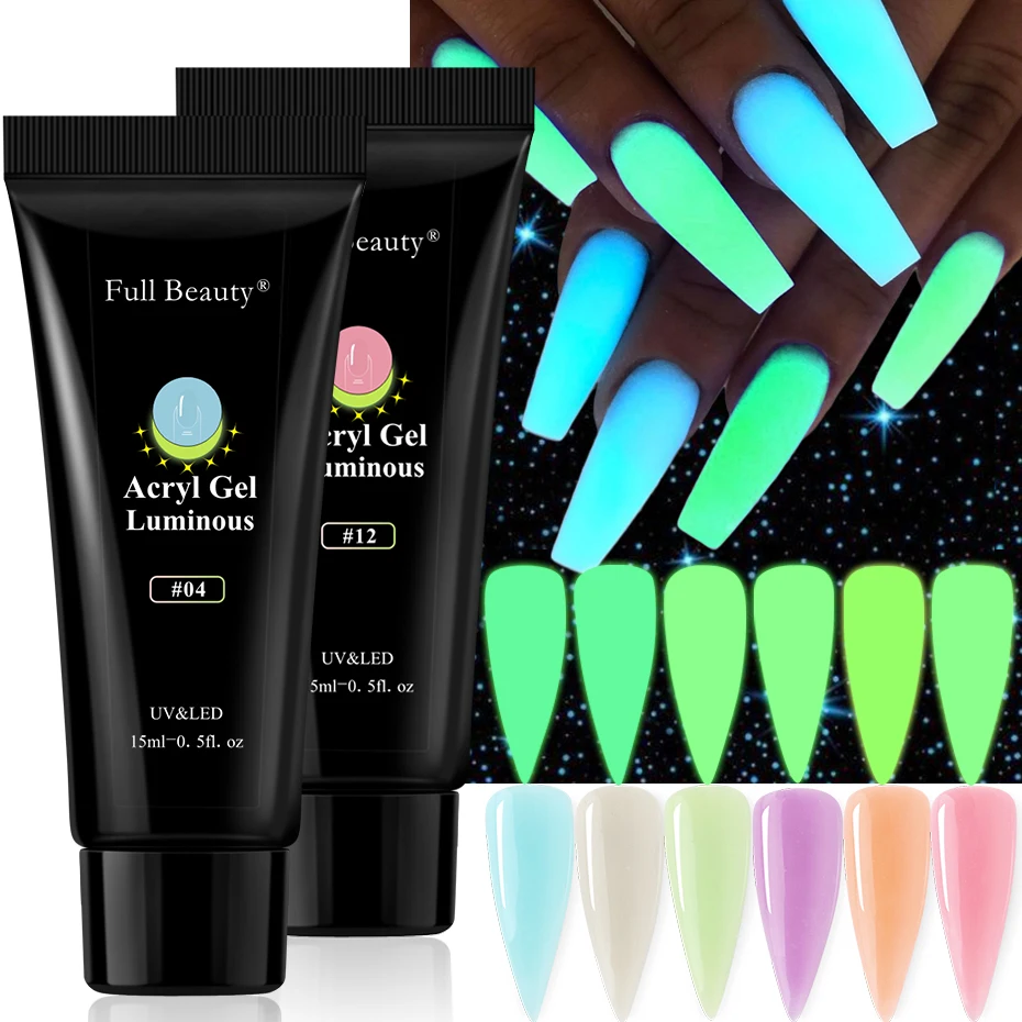 15ml Poly Acrylic Nail Extension Gel Glow In Dark Quick Building Extensions Constructing Polish Extend Tips NT1832 | Красота и