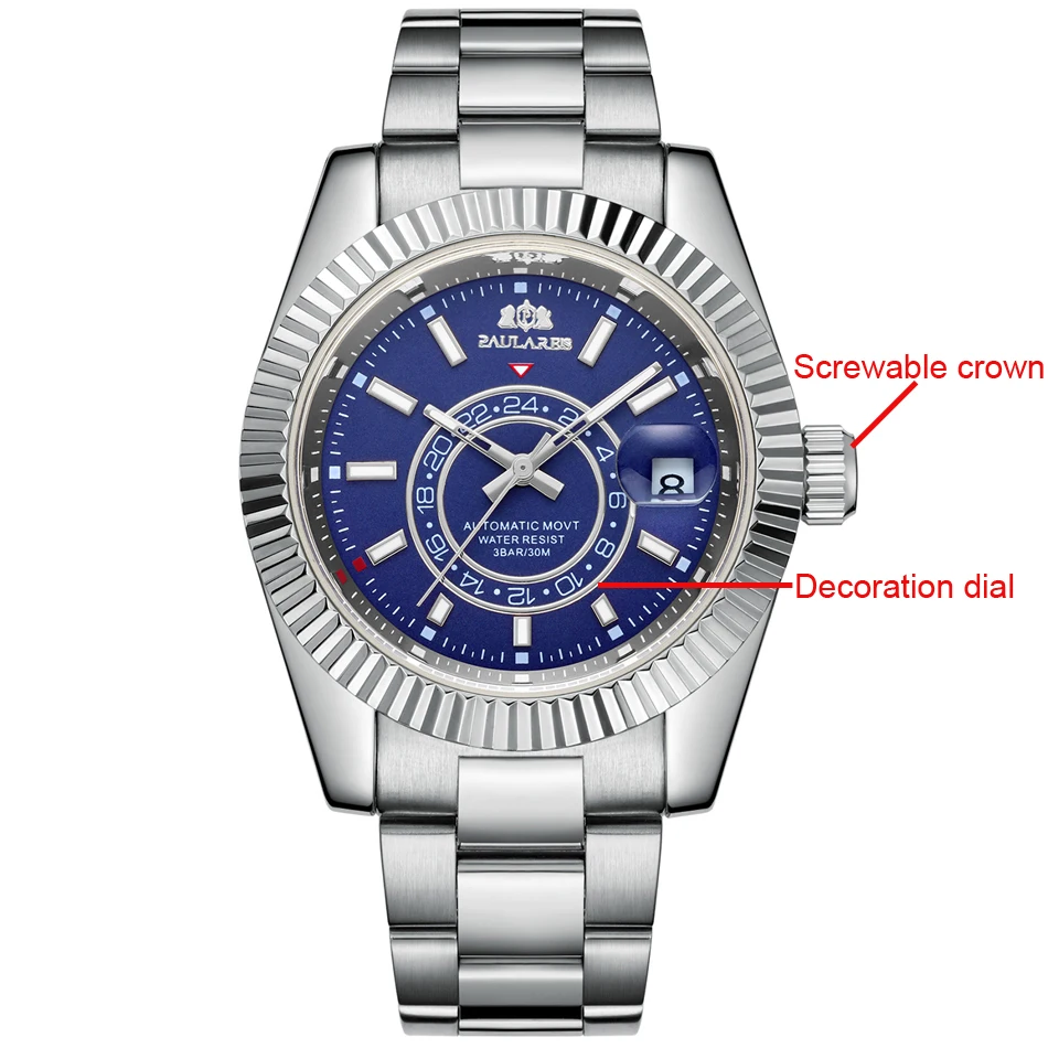 Cinturino meccanico automatico a carica automatica in acciaio inossidabile oro rosa argento blu data lusso cielo 40 mm da uomo_voghion.com