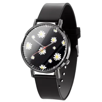 

reloj de dama 2020 New lover watches Fashion Black Leather quartzo watches for women Chrysanthemum Picture children watches Hot
