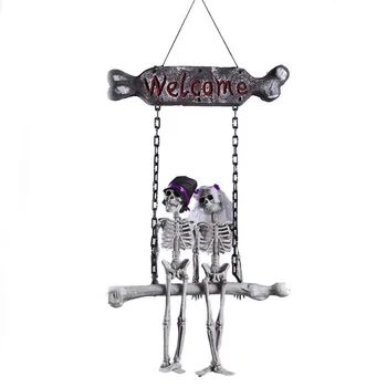 

Halloween Couple Skeleton The Bride And Groom Welcome Doorplate Tricky Joke Toy Scary Halloween Haunted House Props Ornament