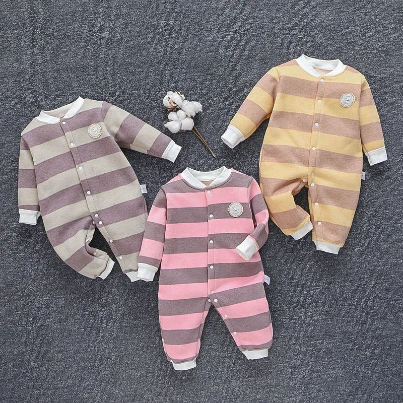 

Autumn And Winter Baby Romper Thin mian lian ti Underwear Pure Cotton Padded Warm One Piece Newborns Crawling Clothes